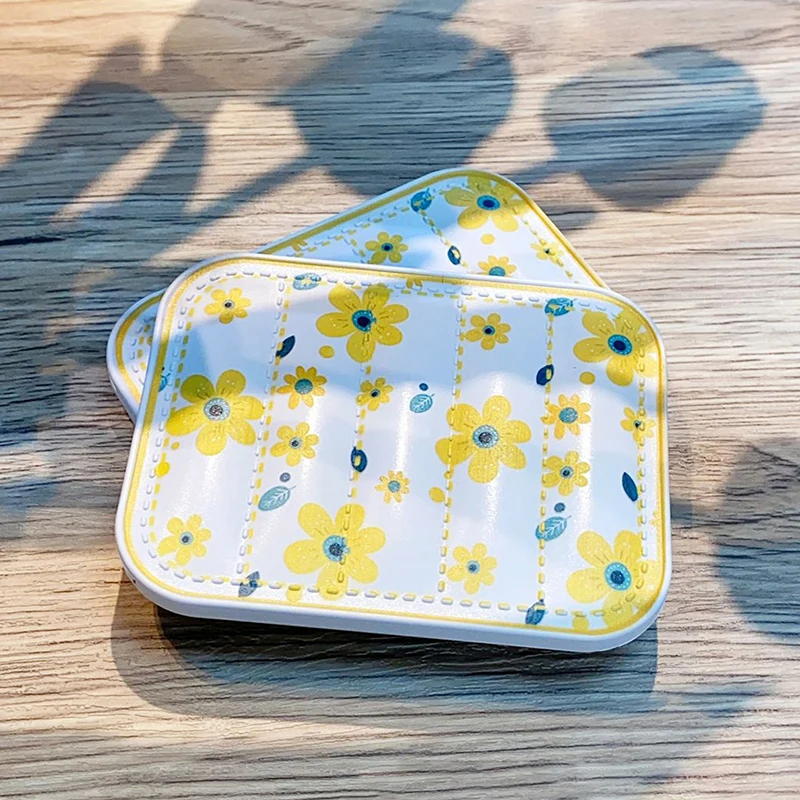 Chrysanthemum Flip-Top Folding Makeup Mirror Portable Pocket Mirror Women Rectangle Cosmetic Make Up Mirror With Comb