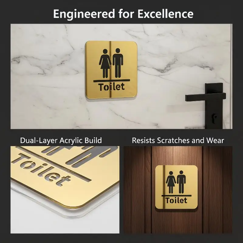 Autocollant mural 3D en acrylique auto-adhésif durable pour hommes et femmes, idéal pour la décoration des toilettes publiques à la maison, dans les restaurants et les centres commerciaux
