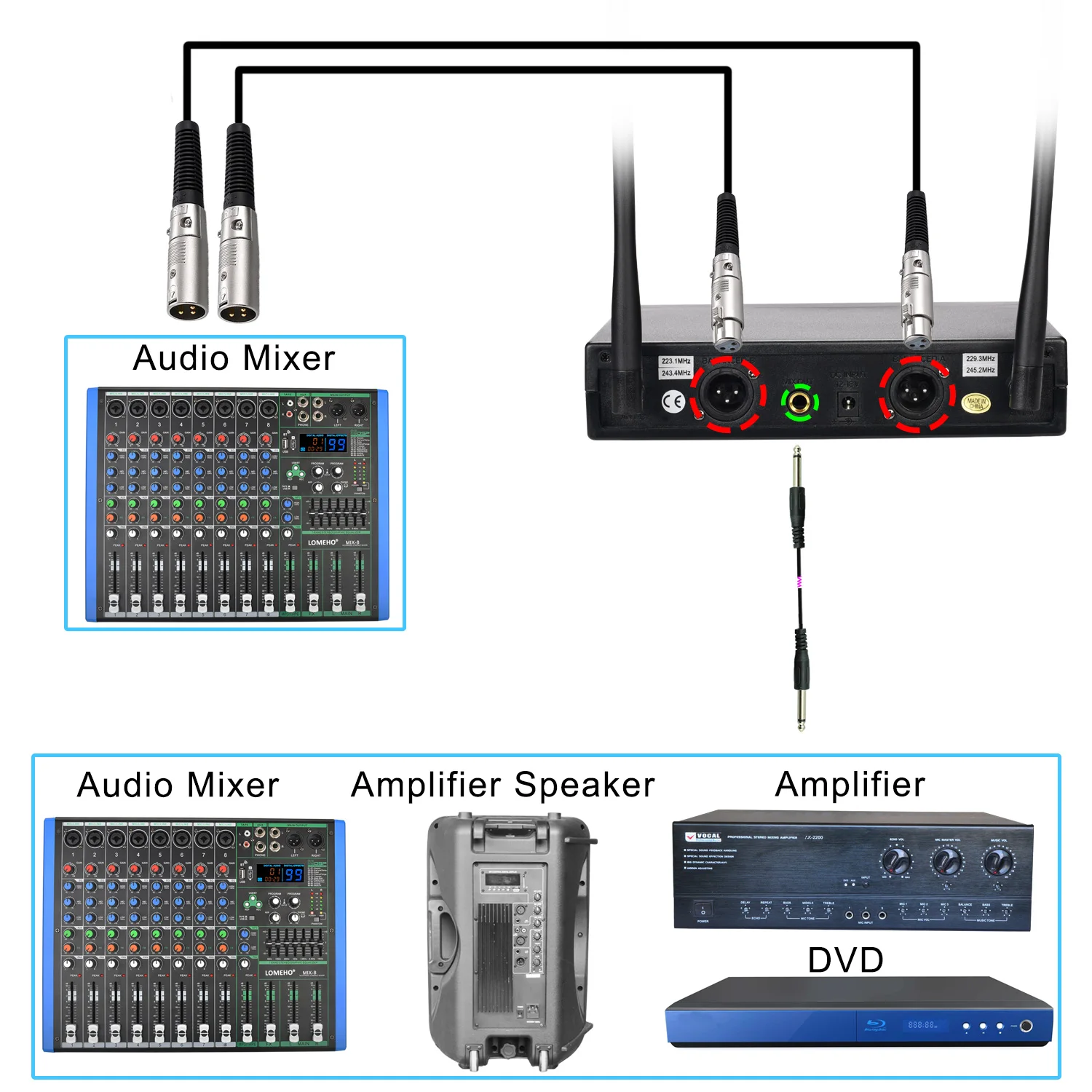 4 VHF نظام ميكروفون لاسلكي قنوات التردد الثابت 30 متر ديناميكية يده الارسال المنزل حفلة كاريوكي عرض هيئة التصنيع العسكري LO-U78