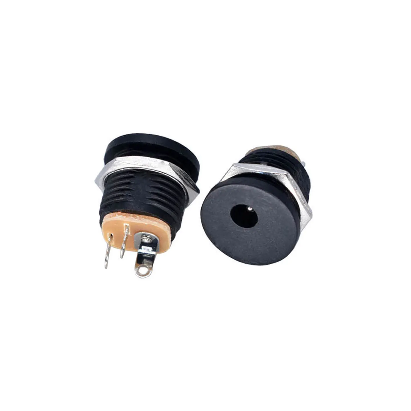 DC Power Jack 3.5x1.3mm Female Socket with Threaded Nut 11.5mm Panel Mount for Charger Small Electronics Router Solder Type