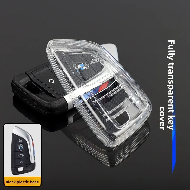 Transparente TPU-Autoschlüsselhülle für BMW - Kompatibel mit 1/3/5/X-Serie, I-Modelle | Schwarz-Weiß-Farbe | Schutzhülle für Schlüsselanhänger – Detail 7