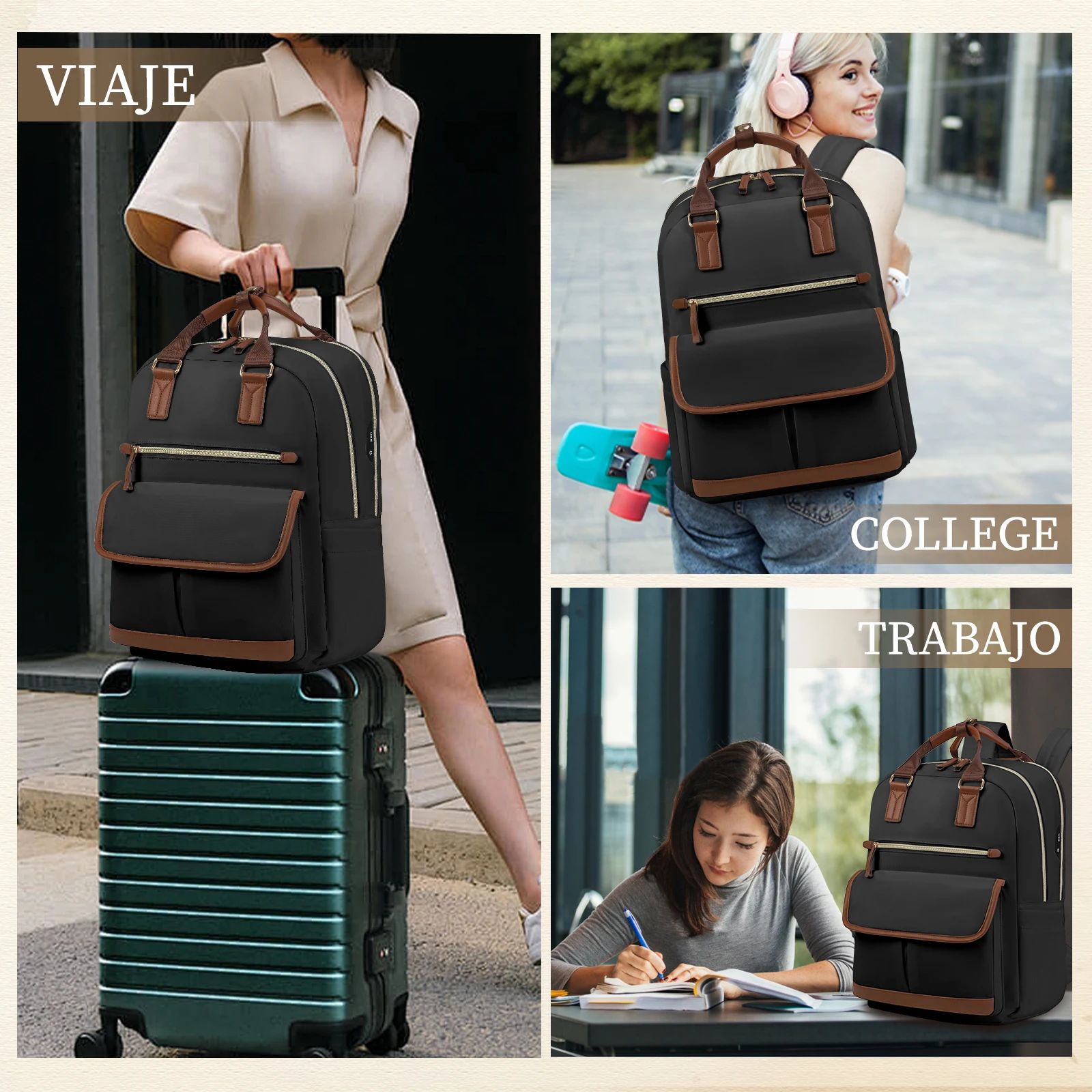 Mochila para ordenador portátil SDYSM para mujeres y hombres Mochila para computadora de negocios de 15,6 pulgadas Mochila informal de gran capacidad para viajes