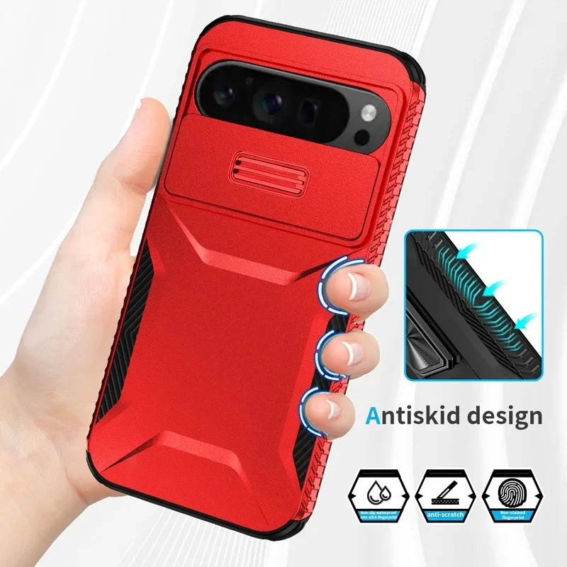 Case For Google Pixel 9 Pro XL Pixel9 Military Grade Antiskid Camera Lens Slide Cover Google Pixel 9 Pro Hard Cases Pixel9 Cover