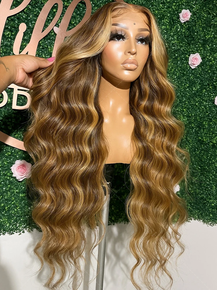 

Обновление P4/27, цветные парики из натуральных волос с объемной волной, 13x4, кружевные передние мелированные медовые блондинки, парики из человеческих волос, бразильские парики Remy