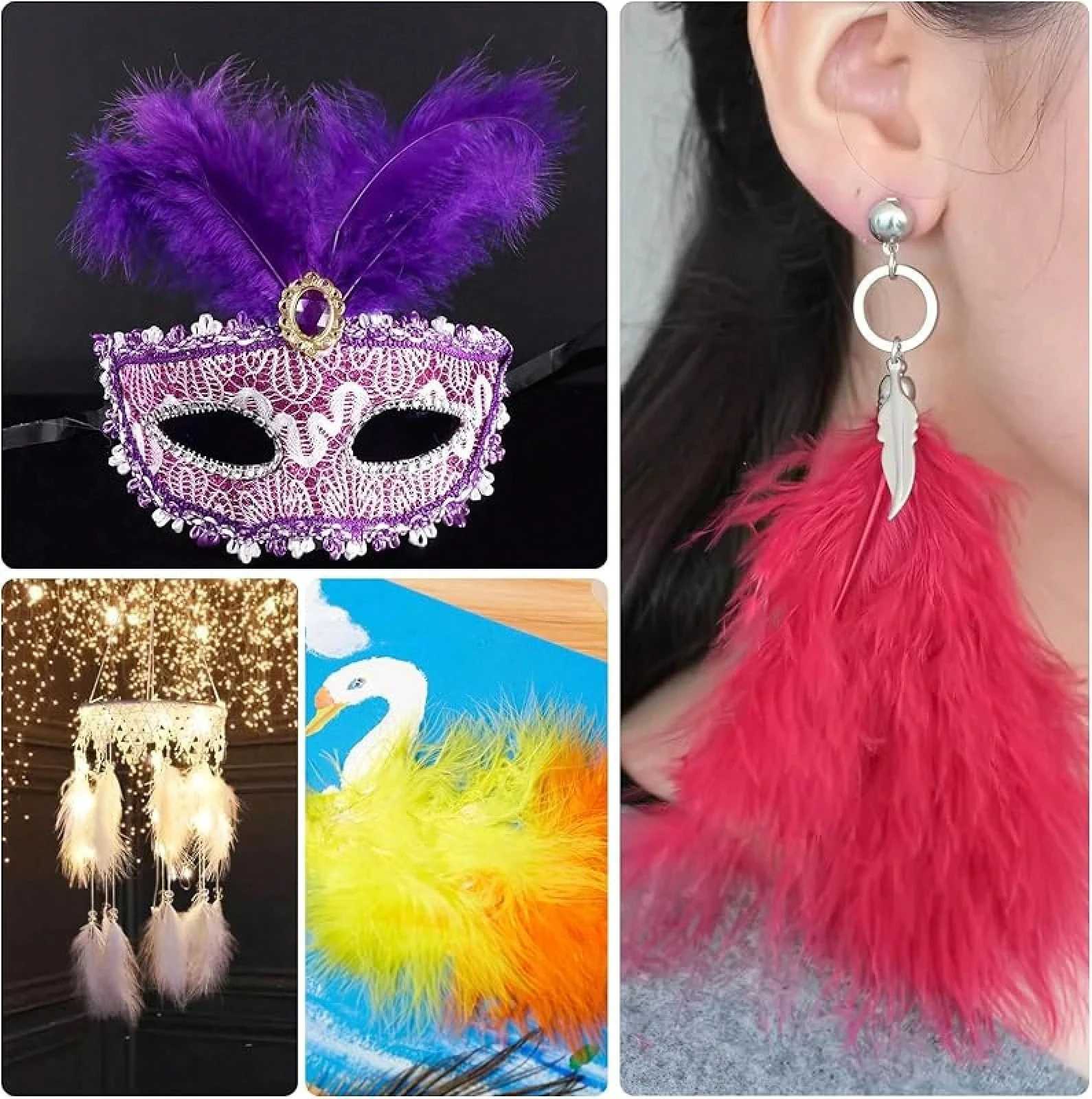 White Turkey Marabou Feathers 10-17cm Fluffy Feathers for Wedding Decoration Party DIY Crafts Jewelry Making Supplies