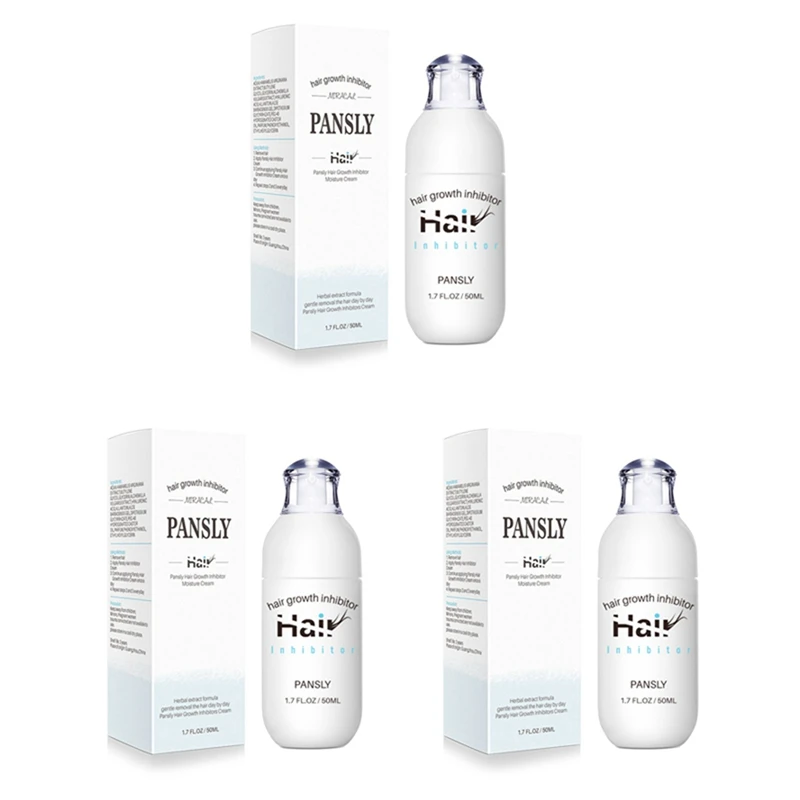 3x Pansly Haarwuchs hemmer Gesichts entfernung Creme Spray Bart Bikini Intim Gesicht Beine Körper Achselhöhle schmerzlos 50ml