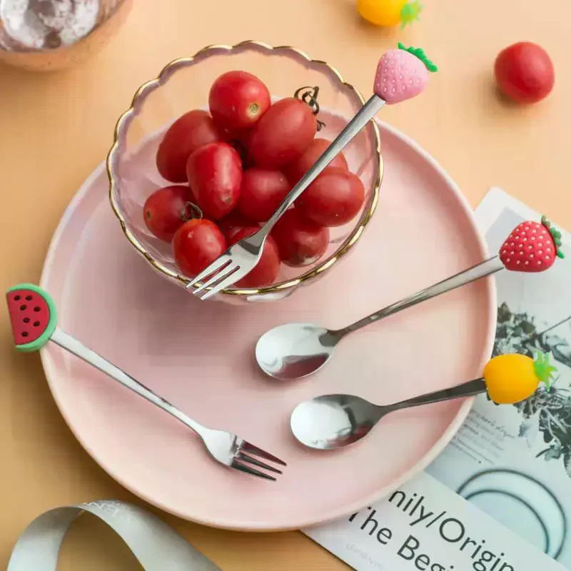 High Quality Fruit Shaped Sugar Ice Cream Dessert Kitchen Coffee Spoon Teaspoon Fork Stirring