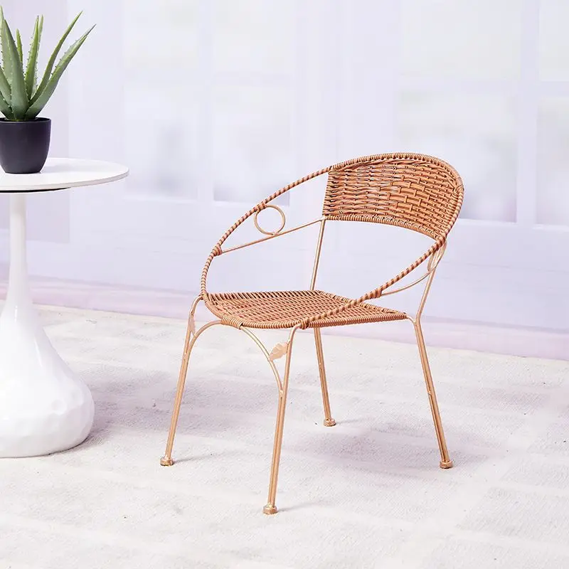 Rattan Backrest Seat, Woven Leisure Stool for Children & Adults, Outdoor Balcony Tea Teng Furniture