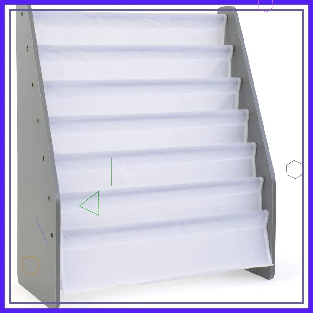 

6-уровневый органайзер для детских книг с тканевыми карманами, передняя стойка для детских книг, серо-белое детское хранилище