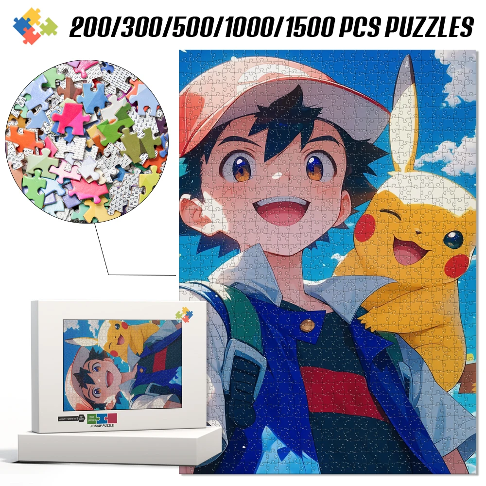 

Pokemon Cartoon Jigsaw Puzzles 1000 Pieces for Adult Kids Wooden Puzzle Educational Toys Montessori Brain Teaser Diy Table Game