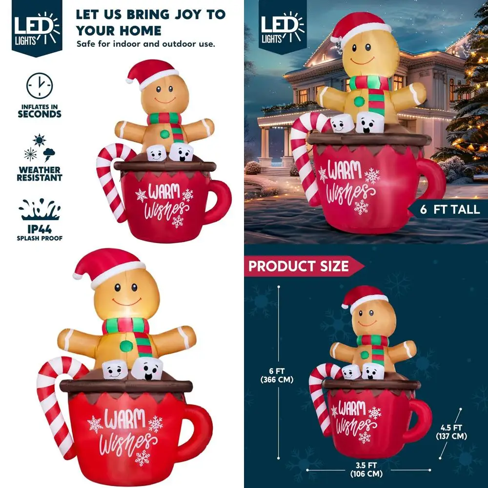 

Колобок с подсветкой в кружке с какао, уличное рождественское украшение