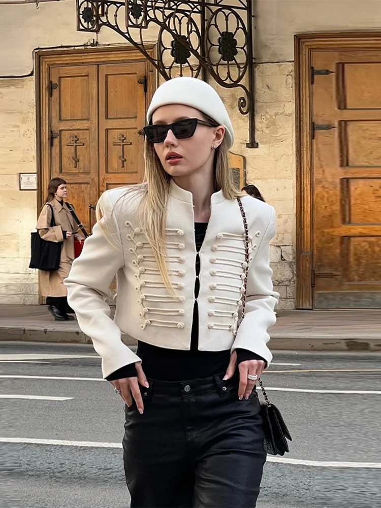 High Street Women's Jacket O-neck Single Breasted Solid Female Napoleon Jackets 2026 Spring New Chic Fashion Casual Lady Coat High Street Women's Jacket O-neck Single Breasted Solid Female Napoleon Jackets 2026 Spring New Chic Fashion Casual Lady Coat