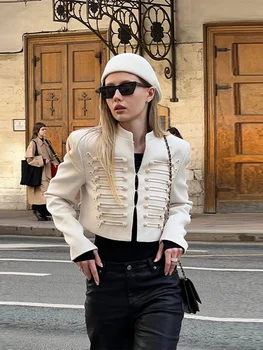 High Street Women's Jacket O-neck Single Breasted Solid Female Napoleon Jackets 2026 Spring New Chic Fashion Casual Lady Coat