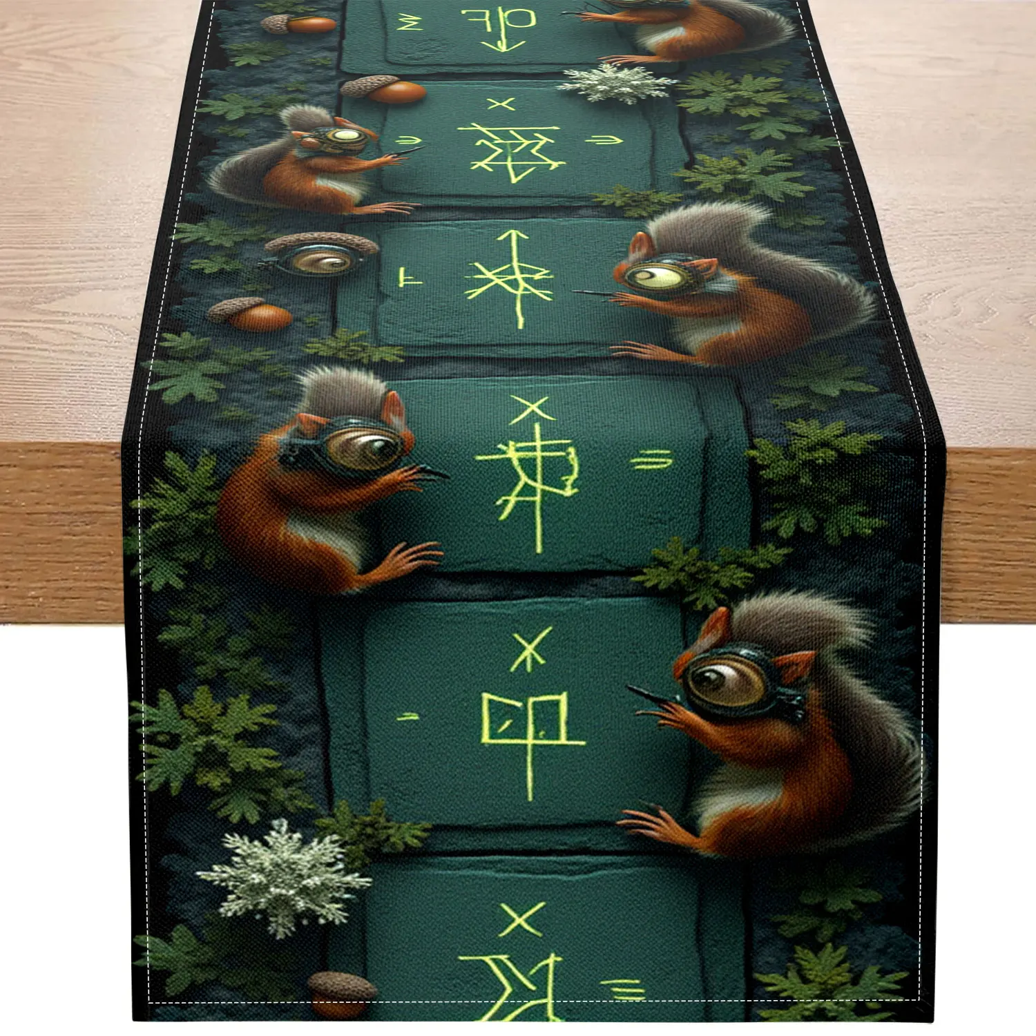 

1 Piece of Squirrel Rune-Themed Table Runner, Featuring a Squirrel and Luminous Rune Pattern, Suitable for Fantasy-Style Home Decor, Game Scenes, and Creative Decoration.