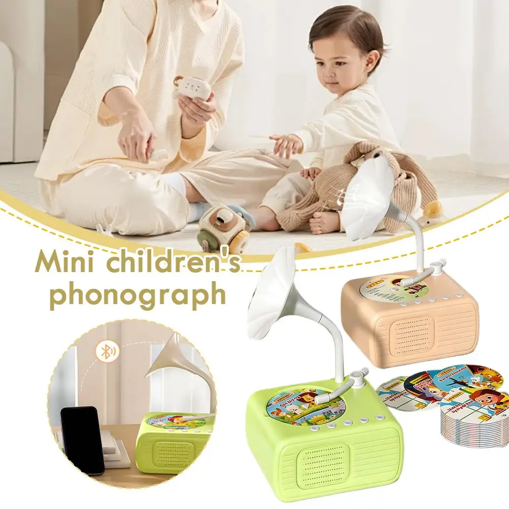 Plattenspieler für Kleinkinder, Kinder-Phonograph mit 96 Karten, Story-Musik-Player, Audio-Geschichtenerzählen, Spielzeug, frühes Lernen, Kindermusik, Schlafenszeit