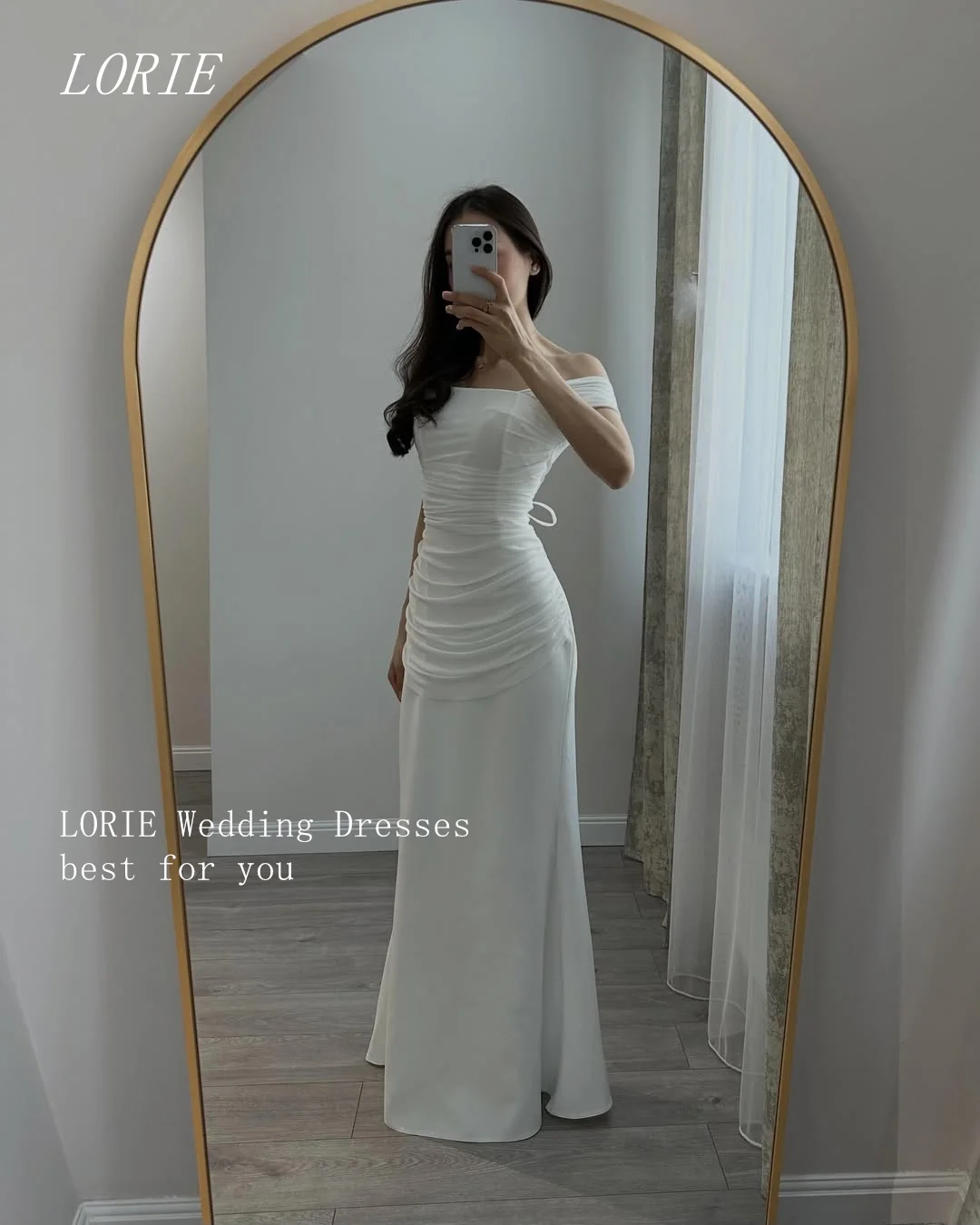 LORIE Elegant Mermaid Civil Wedding Dress Simple Bridal Dresses Off The Shoulder Pleat Engagement Wedding Gown Customized 2026