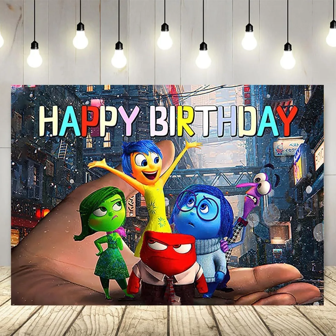 

Disney Inside Out 2 Background Banner Birthday Party Decorate Riley Anxiety Disgust Envy Anger Anime Photo Banners Kids Toy Gift