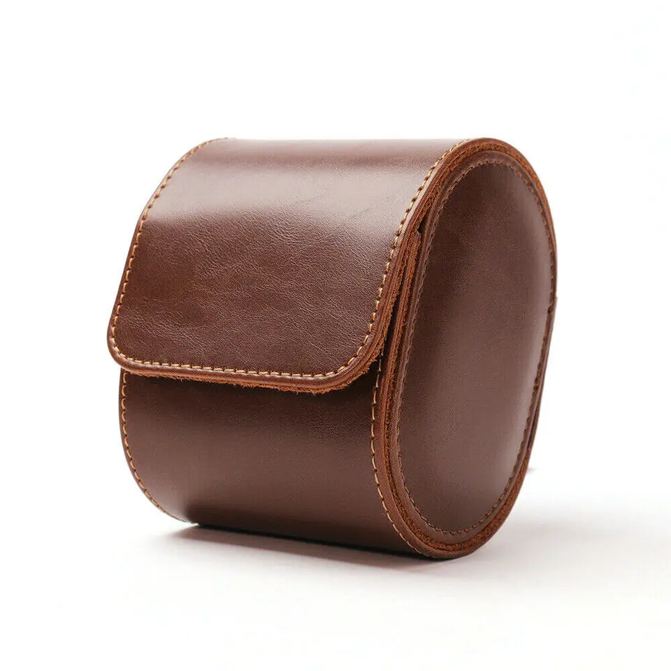 Single Watch Roll Travel Case Portable Vintage Leather Watch Storage Organizer Wristwatches Box Watch Roll Travel Case