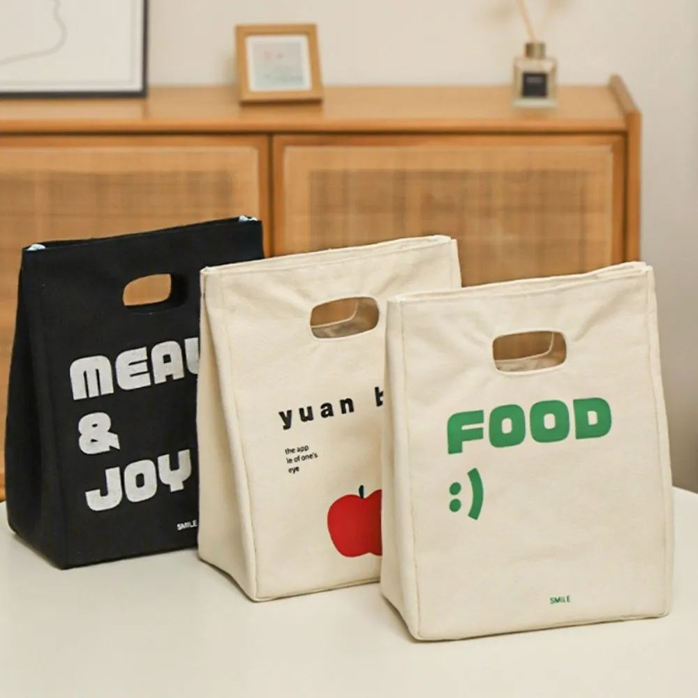 Aluminum Foil Liner Insulated Lunch Bag Large Capacity Canvas Portable Picnic Bag Leak Proof Thick Food Storage Bag Outdoor