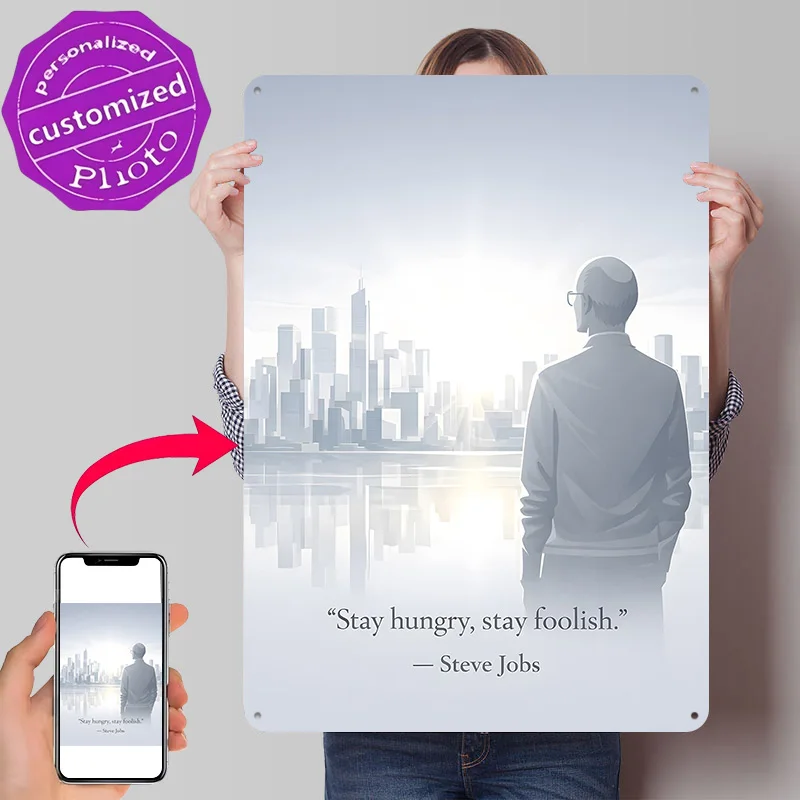 Steve Jobs Inspirational Quote 3D Texture Printed Poster Custom Vintage Metal Tin Plate Sign for Wall Art Garage Accessories