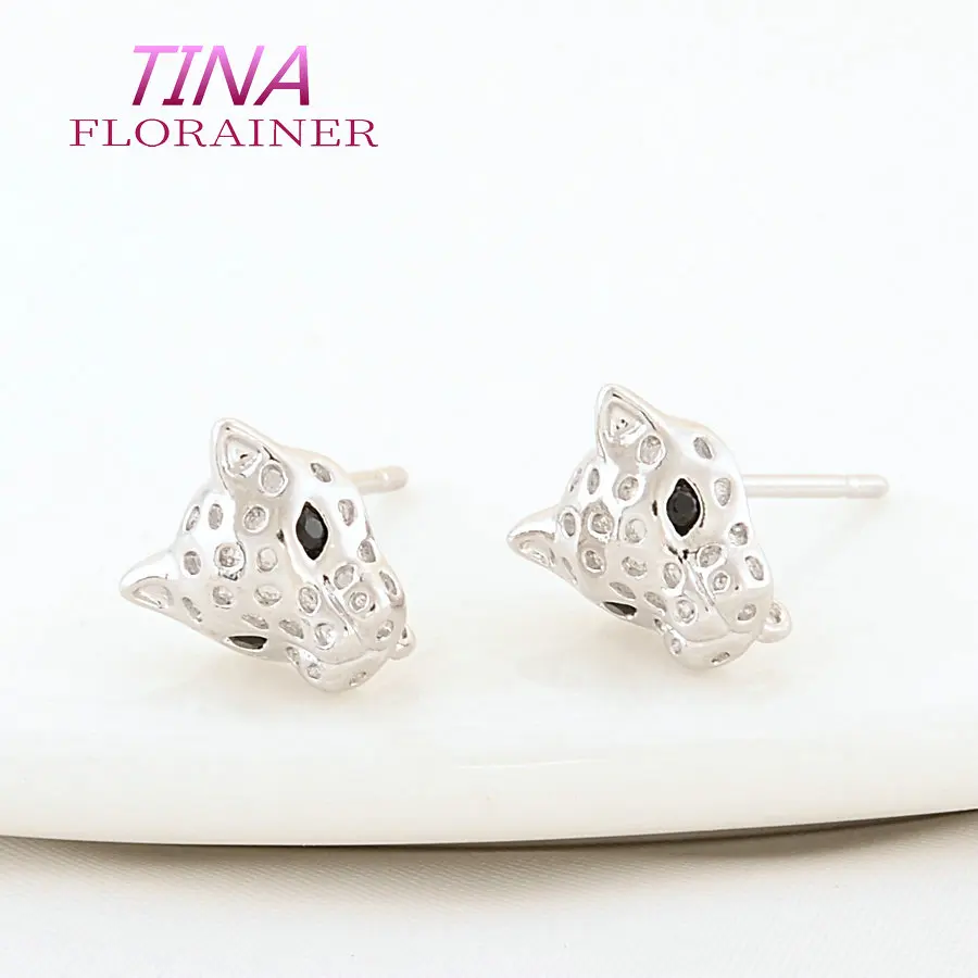 6PCS 7.5*9MM 24K Gold Color Brass with Zircon Leopard Shape Stud Earrings Pins Jewelry Making Supplies Diy Findings Accessories