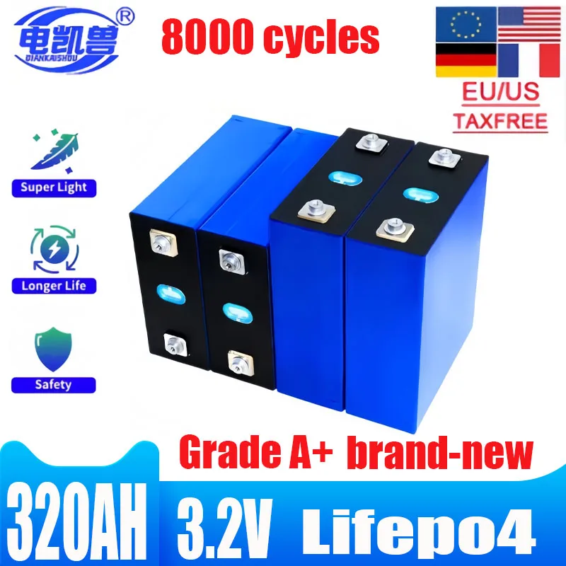 

New A-grade lithium iron phosphate 320AH 8000 cycles suitable for DIY 12V 24V 48V solar system rechargeable battery tax-free