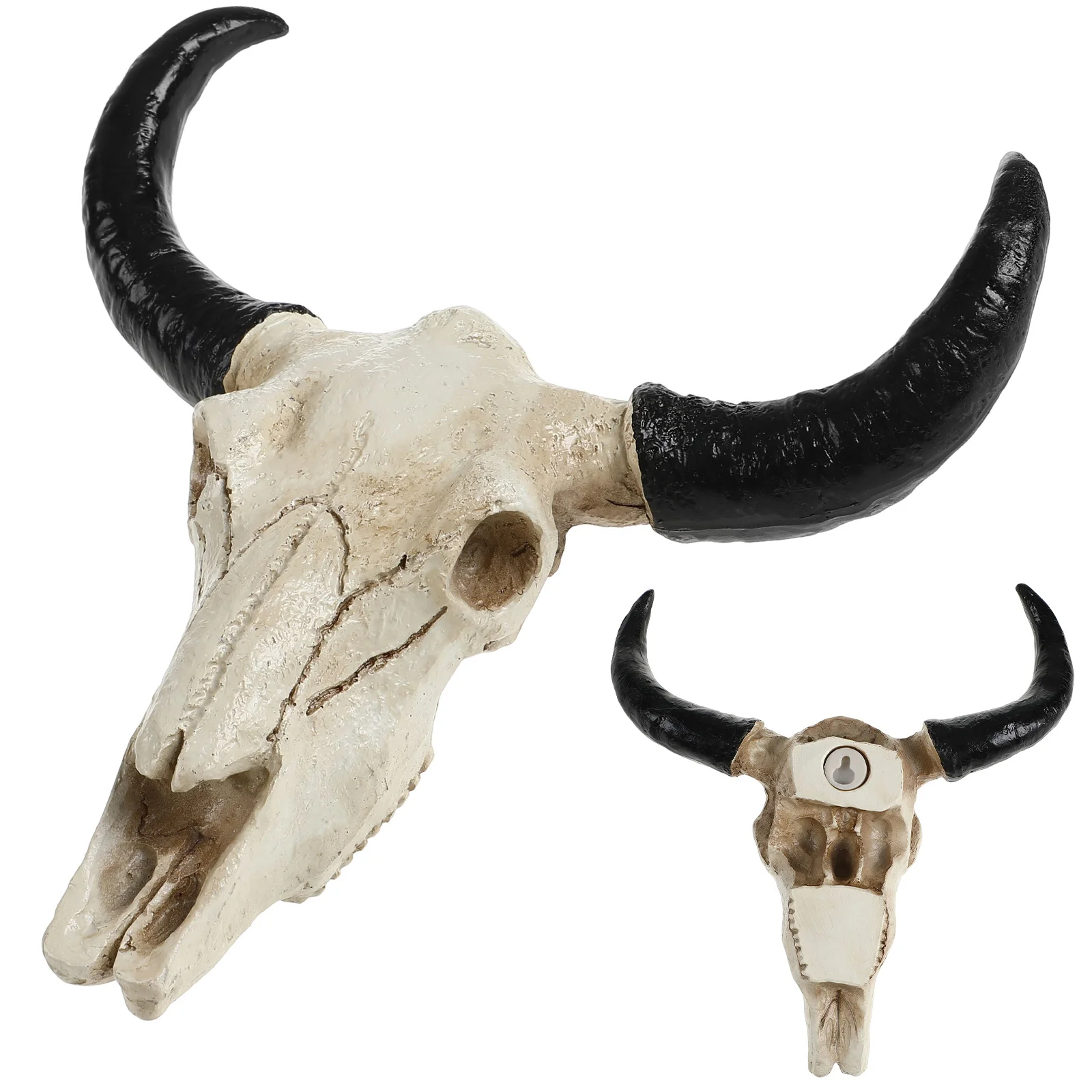 Cow Skull Wall Hanging Longhorn Steer 3D Creative Bull Head Wall Decor Sculpture Home Resin Bull Horn Figurines