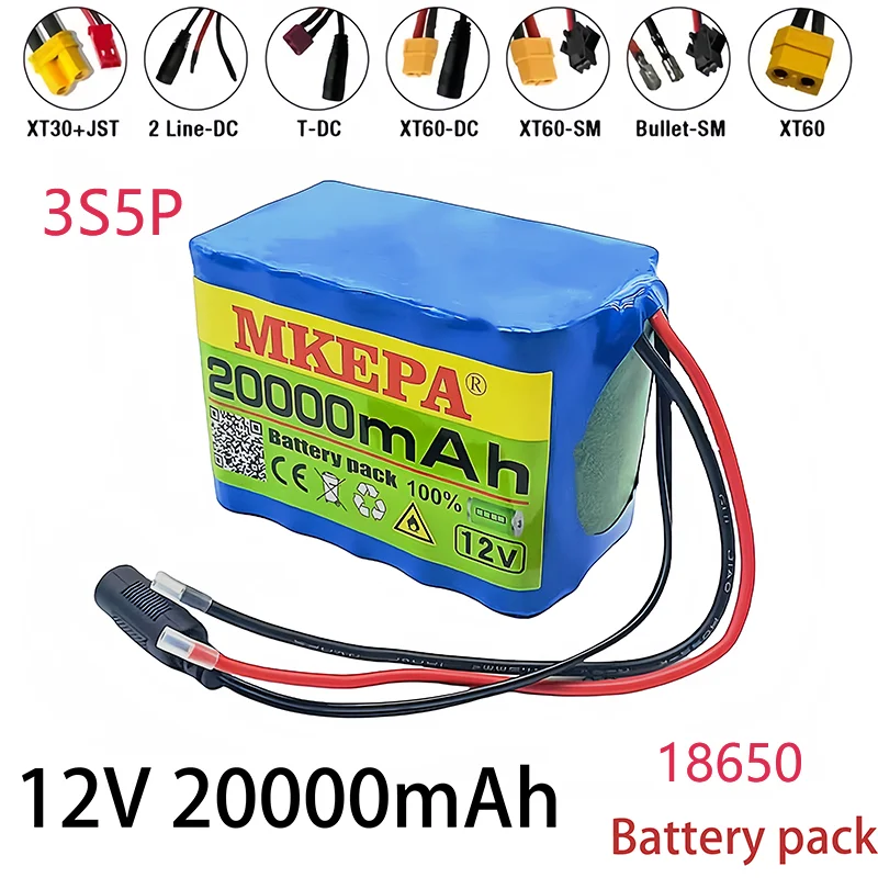 12V 20000mah 18650 NEW Lithium Battery Pack 3S5P large Capacity Built-in BMS 20Ah Suitable for Small Power Electronic Equipment