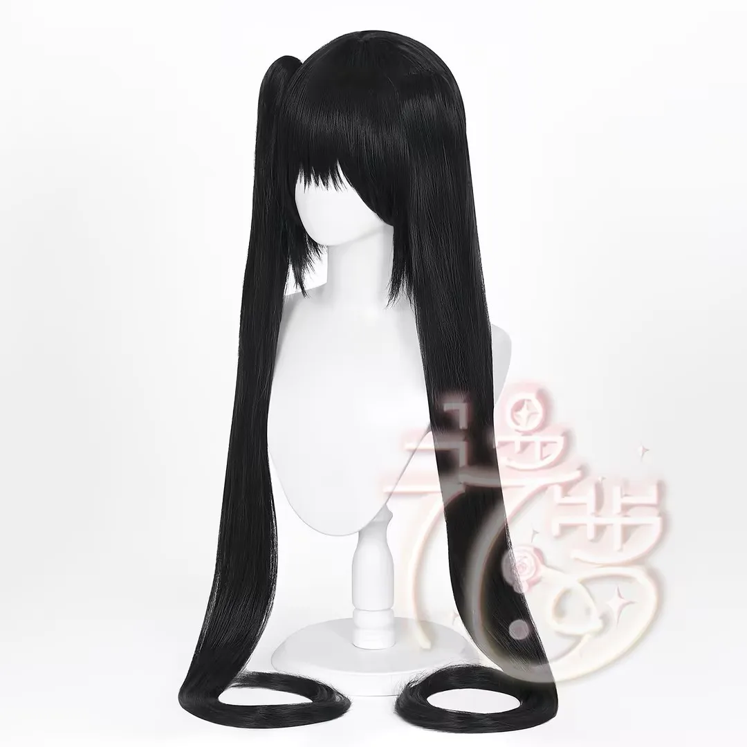 Anime 100cm Black Long Synthetic Wig Is It Wrong to Try to Pick Up Girls in a Dungeon Hestia Cosplay Wig With Chip Ponytails