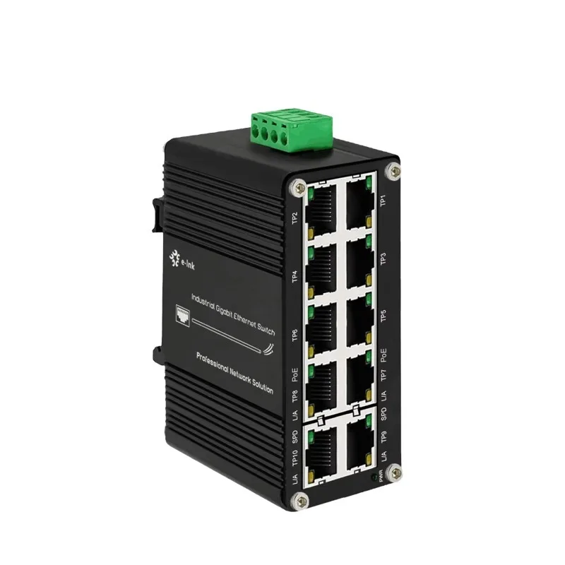 Mini Switch Ethernet Gigabit Industrial de 10 Puertos, Switch PoE de 8 Puertos, Amplificador de Potencia de Entrada de 12V 48V, Salida de 48V para CCTV y Sistemas Solares