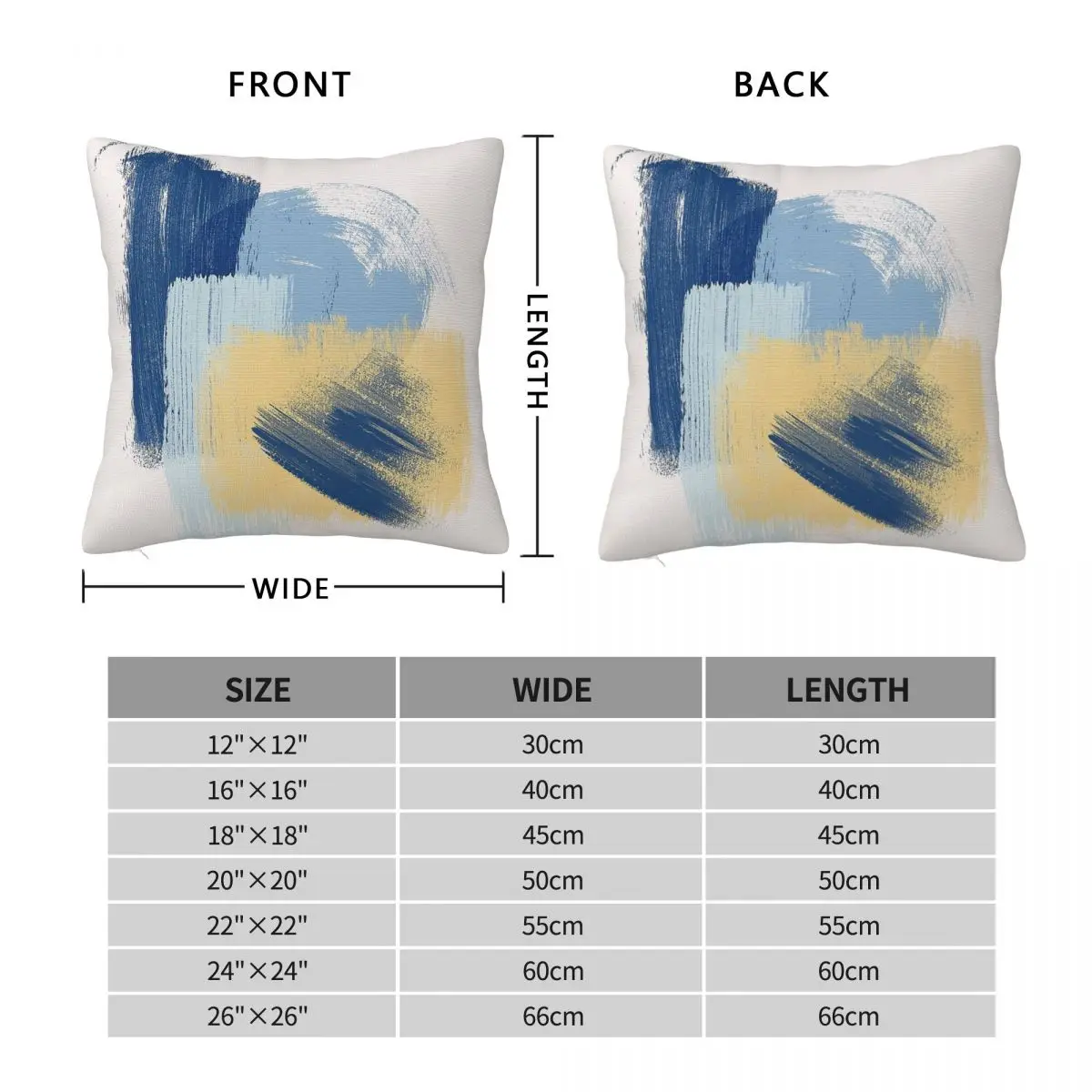 Light Dark Blue Brush Strokes Square Pillowcase Polyester Linen Velvet Creative Zip Decor Home Cushion Cover