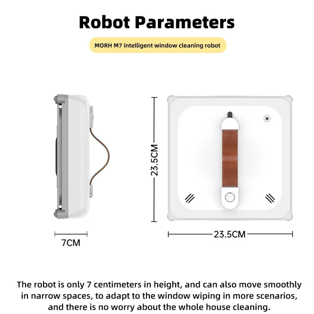 Robot Window cleaner Morh,Dual Water Spray,Smart Memory,High Vacuum Suction, Laser Sensor, Home Window Wall Glass Cleaning Robot