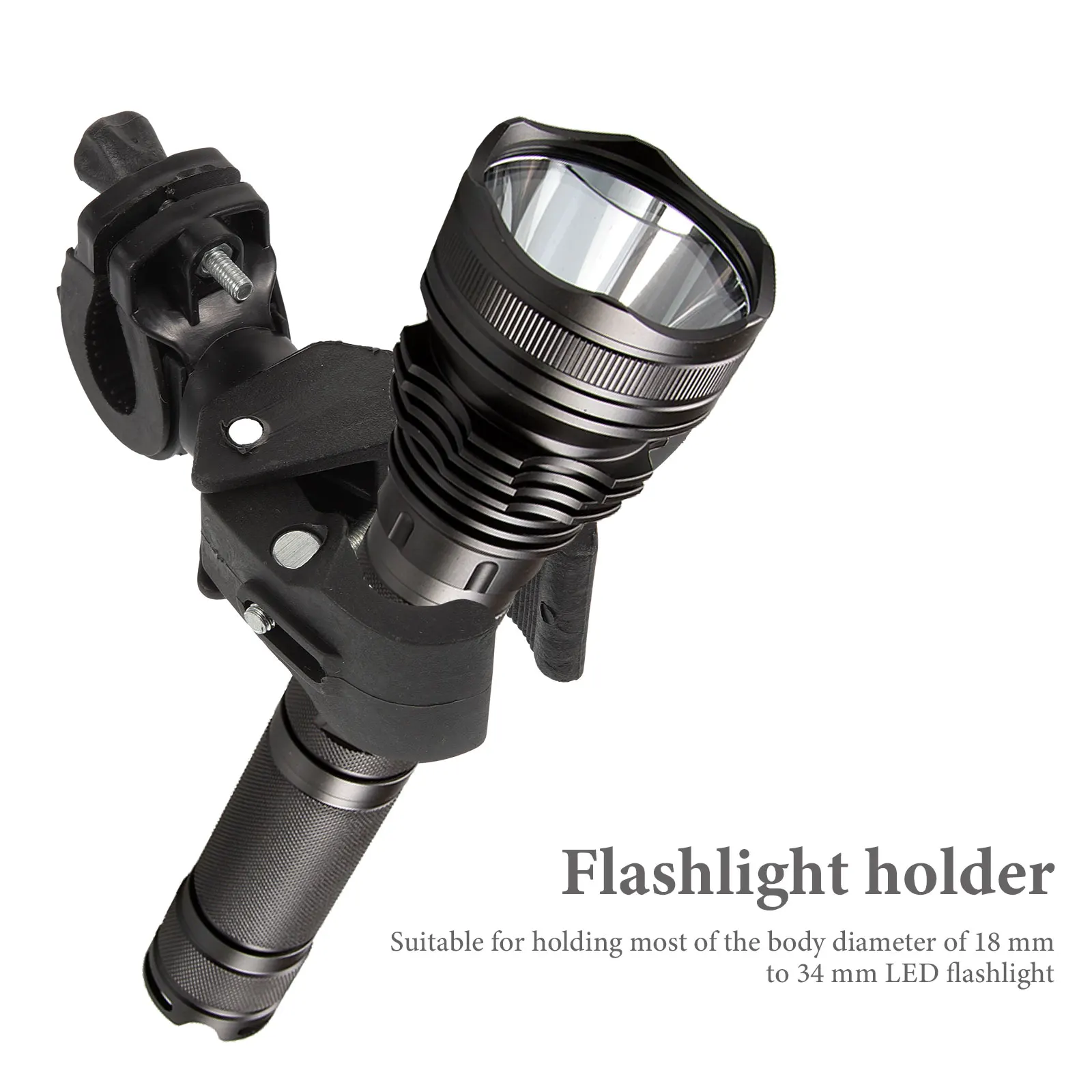 

2Pcs Bike Flashlight Mount Plastic Holder 360 Degree Rotation Bike Bracket for Cycling Night Riding Flashlight Holder