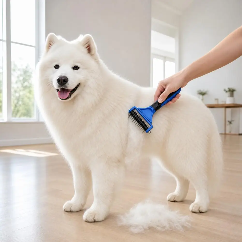 

3Pcs Dog Grooming Brush Pet Mat Remover Brush, Double-Sided Professional Undercoat Rake for Dogs And Cats Grooming