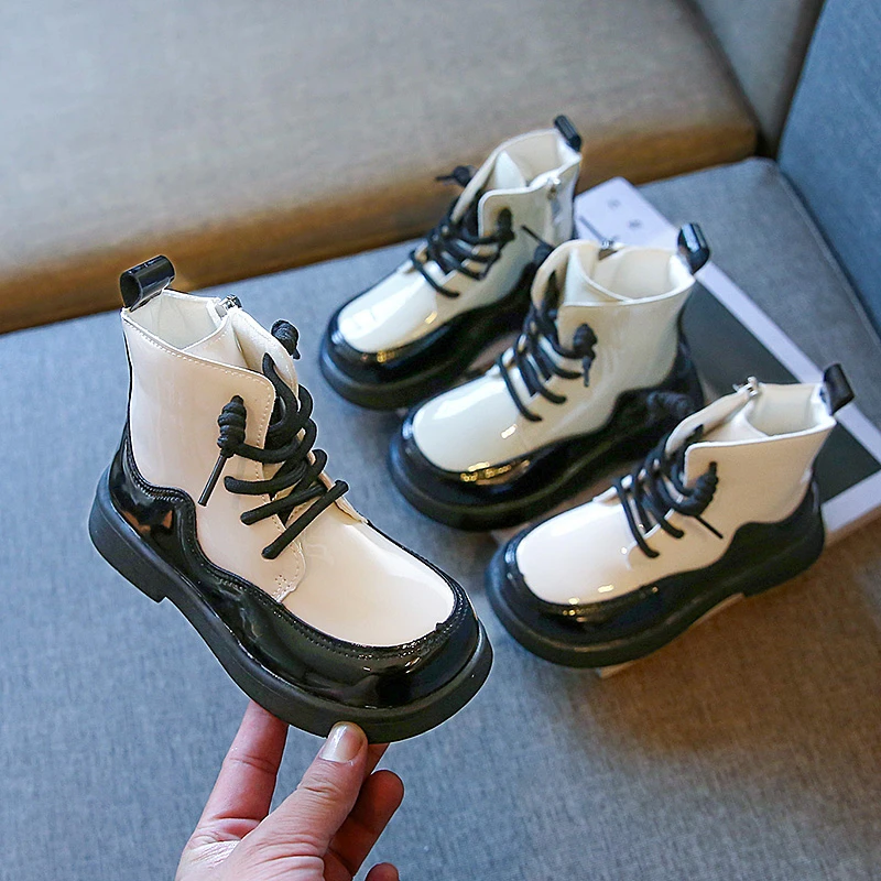 

Baby's Winter Cute New Round-toe Zipper Soft Studentnts Daily Fashion Boots Kids Thick Sole Single Light Walking Boots Size26-36