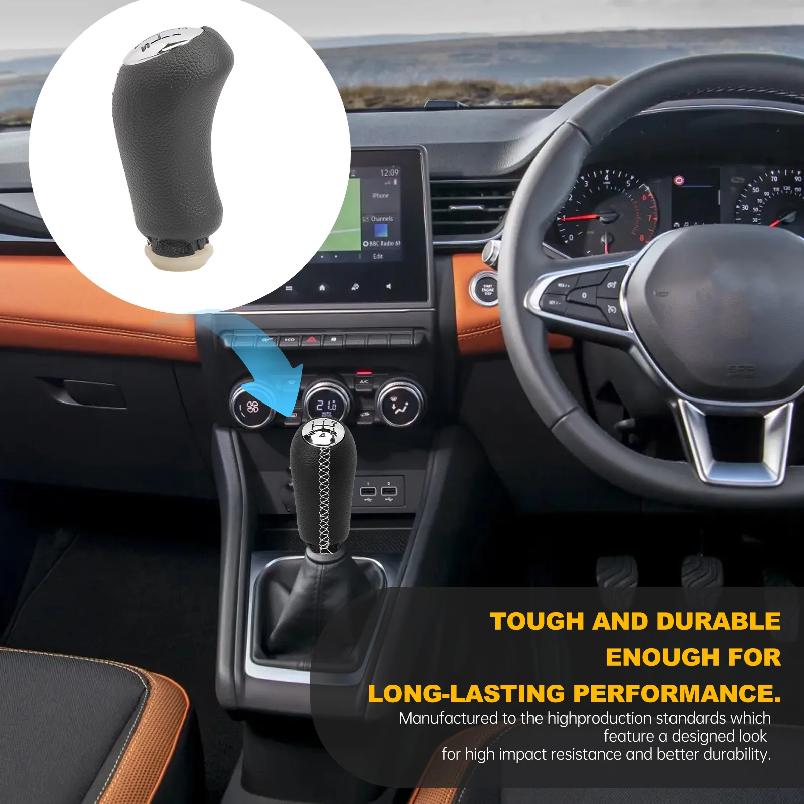 5-Speed Gear Shift Knob for Captur 1 MK1 2013-2019, Manual Gear Shift Lever, Auto Head, Stick Shift Lever Heads