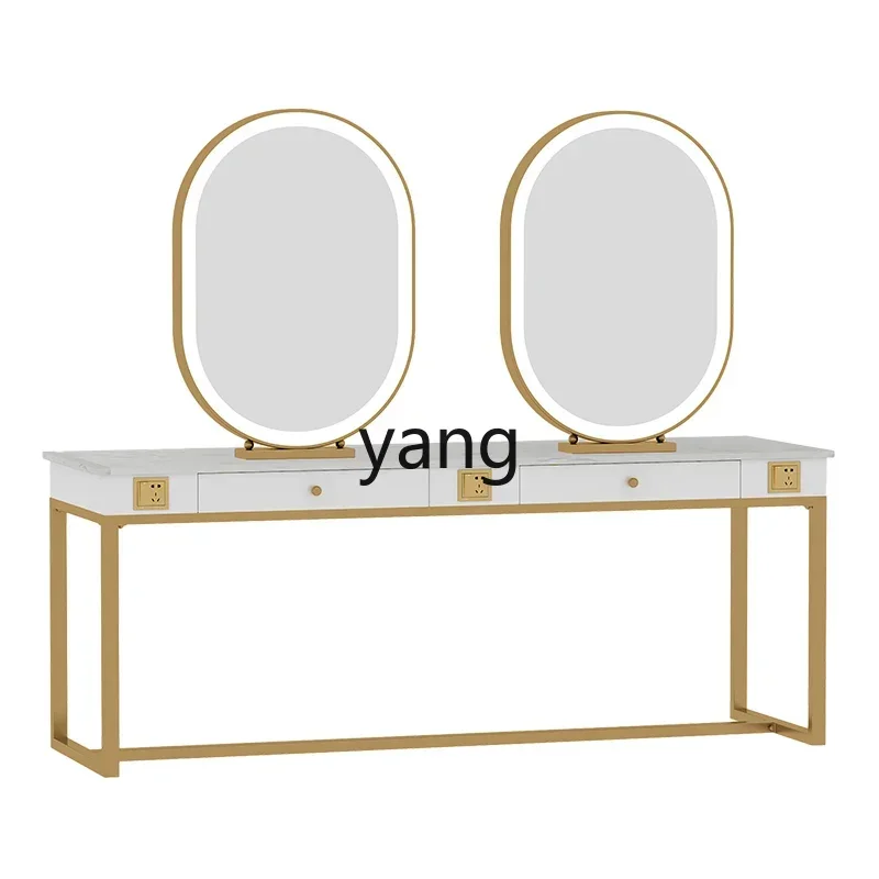 

LMBarber Shop Dressing Table Cabinet Integrated with Lighting Double-Sided Mirror for Hair Salon
