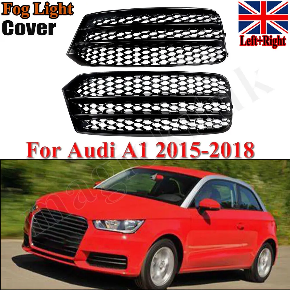 2x Honeycomb Front Bumper Fog Light Cover Grill Grilles For Audi A1 8X 2015-2018