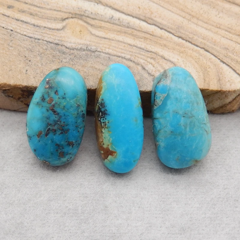 

3Pcs Natural Stone Turquoise Cabochons,21x9x5mm,6g Semiprecious Stone Fashion Jewelry Necklace Accessories