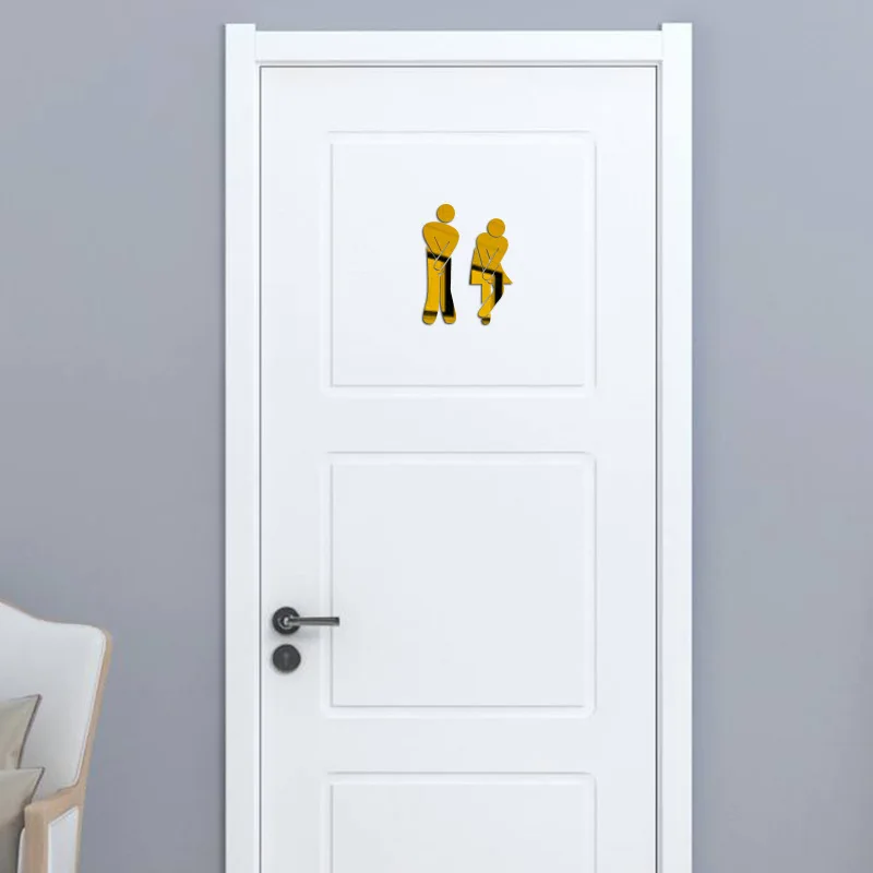 Bath Removable 3D Mirror Woman&Man Toilet Sign Acrylic Wall Stickers Washroom Self-adhesive Door Sticker Home Hotel Decoration