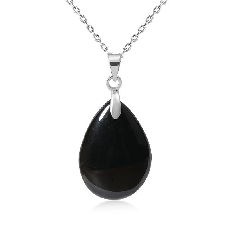 Neue Modische Naturstein-Kristall-Anhänger Tropfenförmiger Einfacher Anhänger Halskette Ohrringe Schmuckherstellung Mit Kette Collier – Detail 38