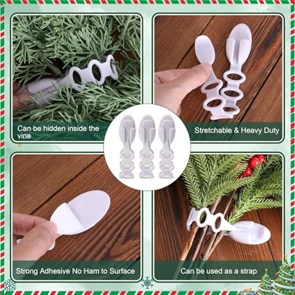 Holiday Decorations 1 Inch Wide Christmas Garland Ties 8.5-Inch Length Adjustable Wreath Holders High-Quality Silicone