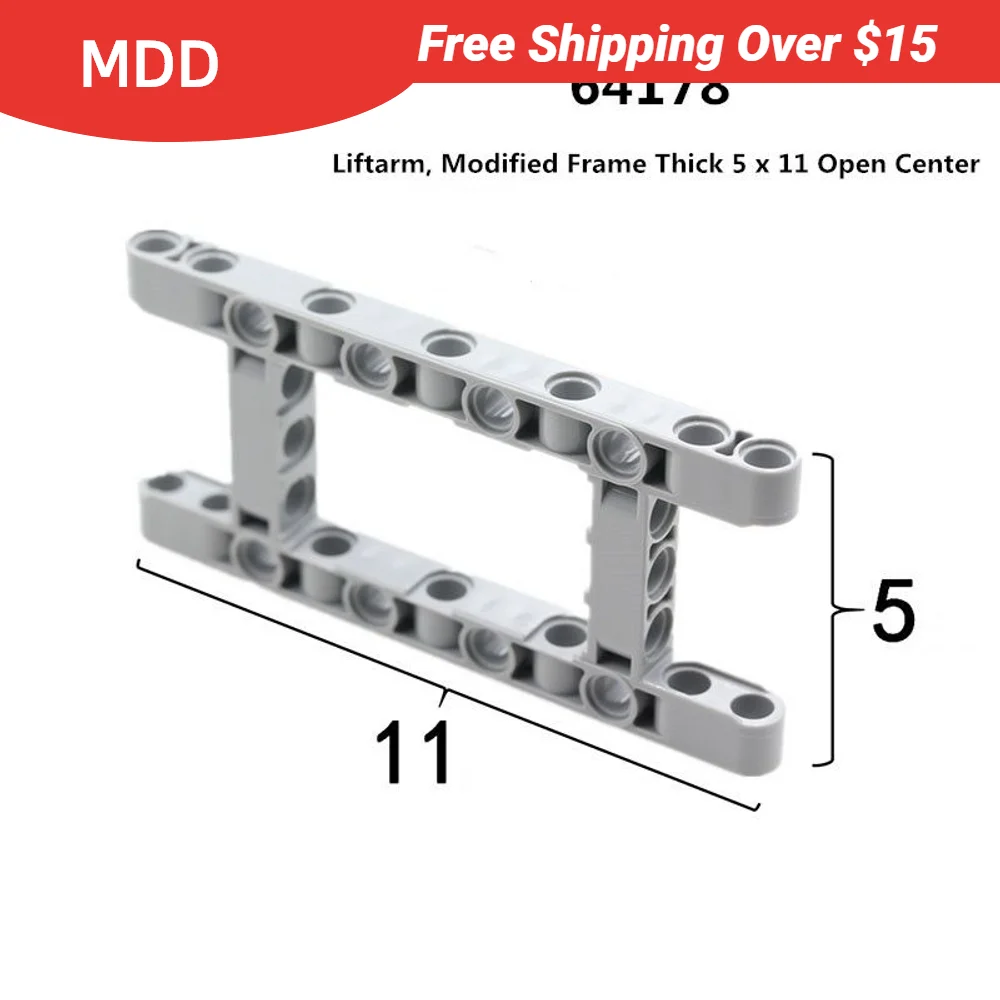 1 Pcs Buildings Blocks 64178 Liftarm, Modified Frame Thick 5 x 11 Open Center Brick Modular GBC High-Tech MOC Set