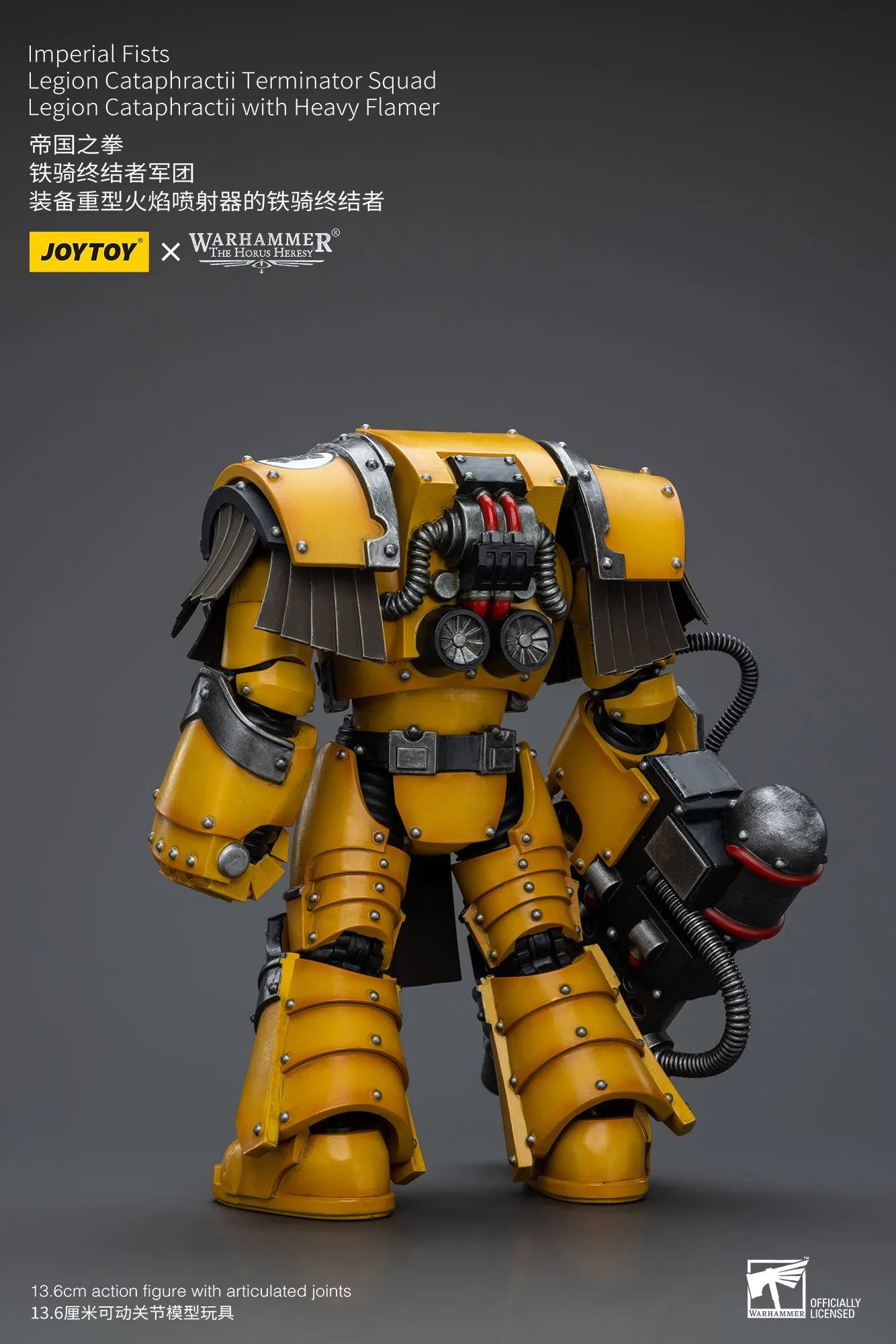 Joytoy warhammer 1/18 figuras de ação punhos imperiais legião cataphractii sargento com estatueta de flameira pesada modelo brinquedo menino presentes