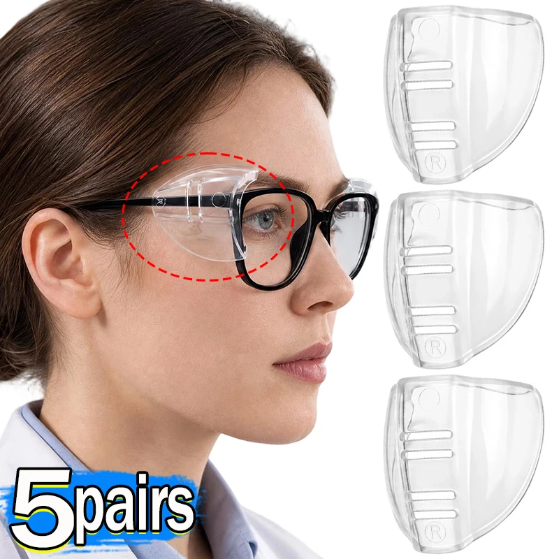TPU Eyeglass Side Shields Slip On Anti Splash Dust Proof Protective Wing Guard for Prescription Glasses Safety Lab Outdoor Clear