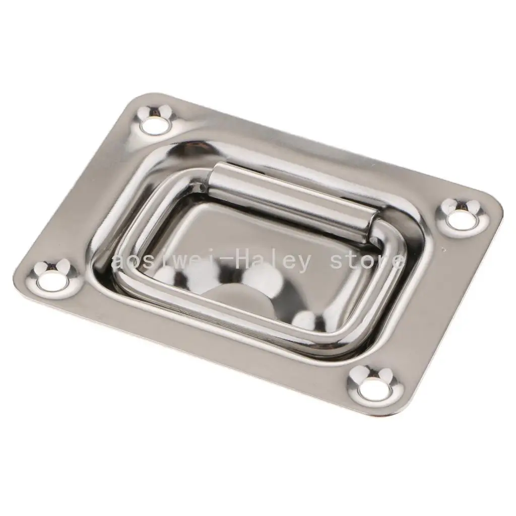 Marine Boat Recessed Pull Handle Marine Locker Flush Lift Ring 304 Stainless Steel Size 76 X 57mm