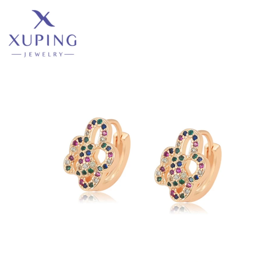 Xuping Jewelry New Arrival Fashion Round Shape Elegant Gold Color Hoop Earrings for Women Commemoration Day Wish Gift X000865339