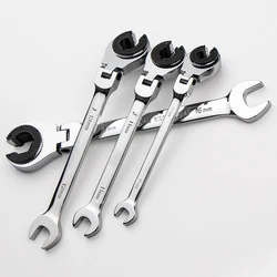 1pcs 8-32MM Tubing Ratchet Wrench with Open Flexible Head 72 Teeth For Car Repair Oil Wrenches Hand Tools