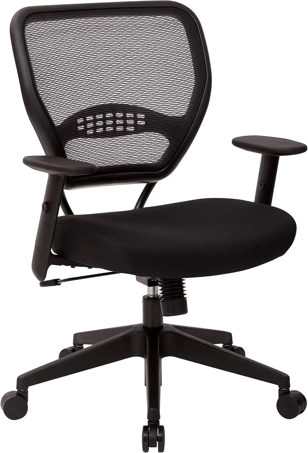 Space Seating 55 Series Professional Dark Air Grid Back Adjustable Office Desk Chair With Built-In Lumbar Support, Black Mesh