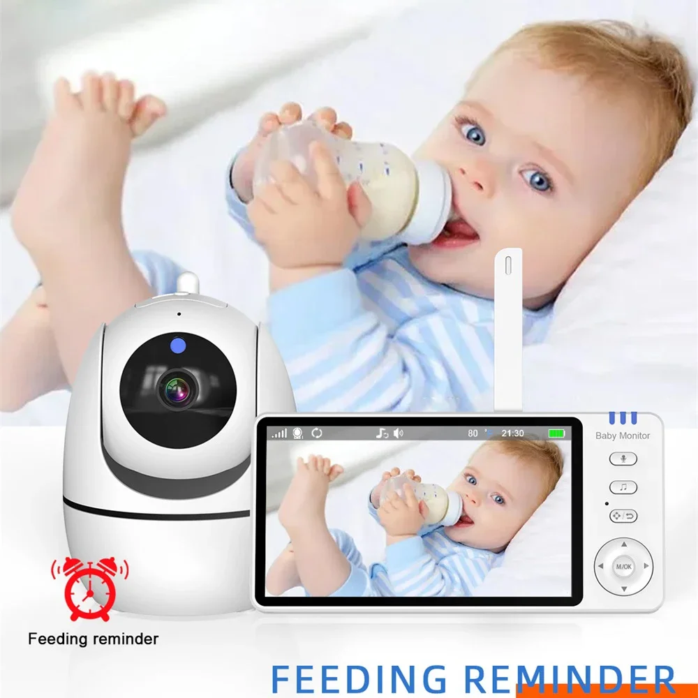 Visture 5 inch HD LCD Wireless Color Video Baby Monitor Night Vision Monitor Lullabies Surveillance Security Baby PTZ Camera